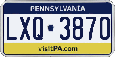 PA license plate LXQ3870