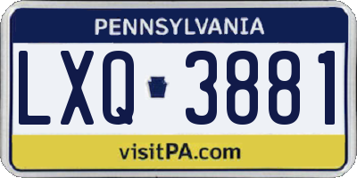 PA license plate LXQ3881