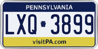 PA license plate LXQ3899