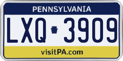 PA license plate LXQ3909