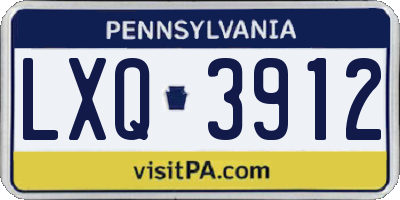 PA license plate LXQ3912