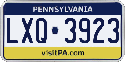 PA license plate LXQ3923