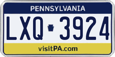 PA license plate LXQ3924