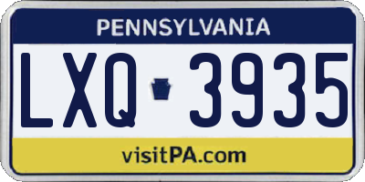 PA license plate LXQ3935