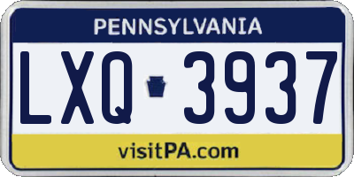 PA license plate LXQ3937