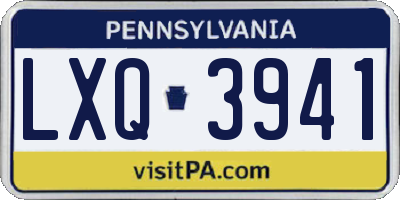 PA license plate LXQ3941