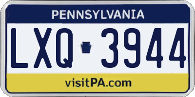 PA license plate LXQ3944