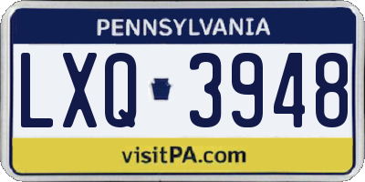 PA license plate LXQ3948