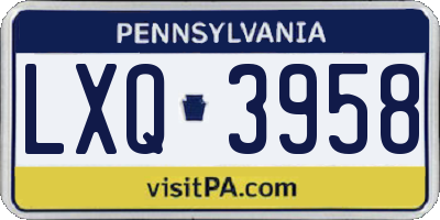 PA license plate LXQ3958