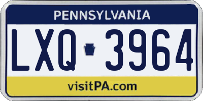 PA license plate LXQ3964