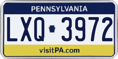 PA license plate LXQ3972