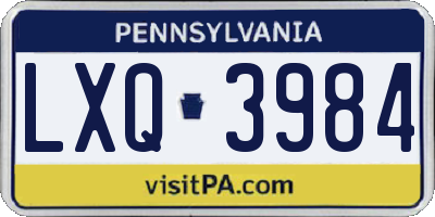 PA license plate LXQ3984