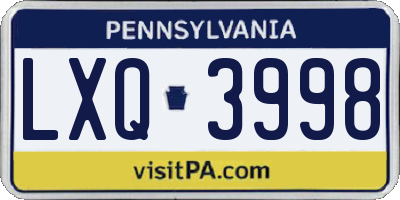 PA license plate LXQ3998
