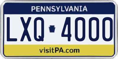 PA license plate LXQ4000