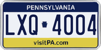 PA license plate LXQ4004