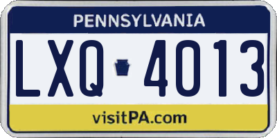 PA license plate LXQ4013
