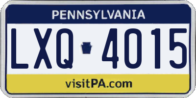 PA license plate LXQ4015