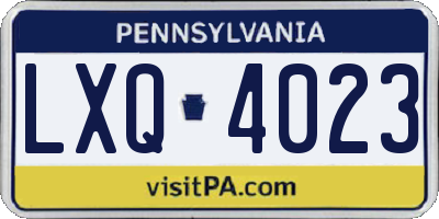 PA license plate LXQ4023