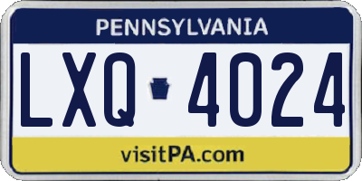 PA license plate LXQ4024