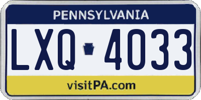 PA license plate LXQ4033