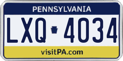 PA license plate LXQ4034