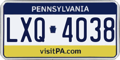PA license plate LXQ4038