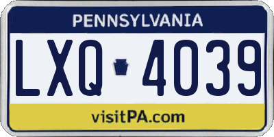 PA license plate LXQ4039
