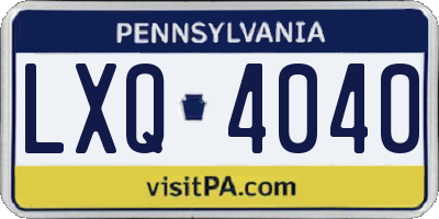 PA license plate LXQ4040