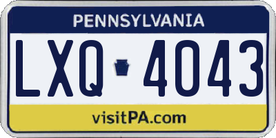 PA license plate LXQ4043