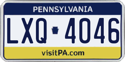 PA license plate LXQ4046