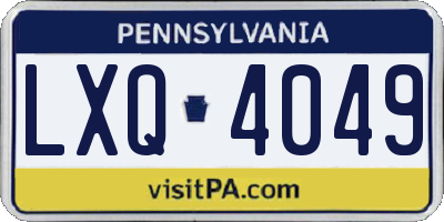PA license plate LXQ4049