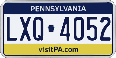 PA license plate LXQ4052