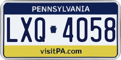 PA license plate LXQ4058