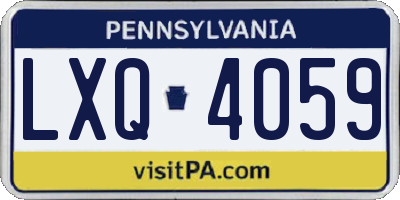PA license plate LXQ4059