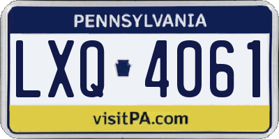 PA license plate LXQ4061