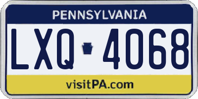 PA license plate LXQ4068