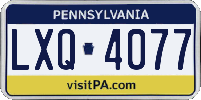 PA license plate LXQ4077