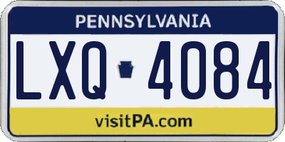 PA license plate LXQ4084
