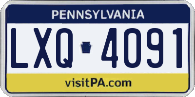 PA license plate LXQ4091