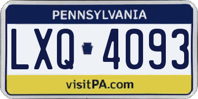 PA license plate LXQ4093