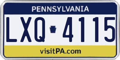 PA license plate LXQ4115