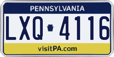 PA license plate LXQ4116