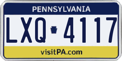 PA license plate LXQ4117