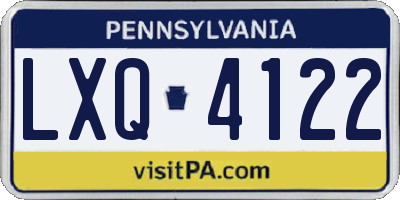 PA license plate LXQ4122