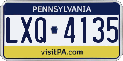 PA license plate LXQ4135