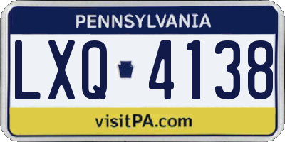 PA license plate LXQ4138