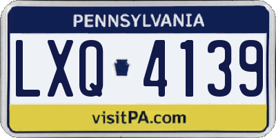 PA license plate LXQ4139