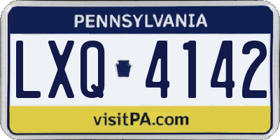 PA license plate LXQ4142