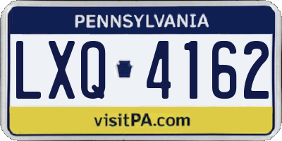 PA license plate LXQ4162