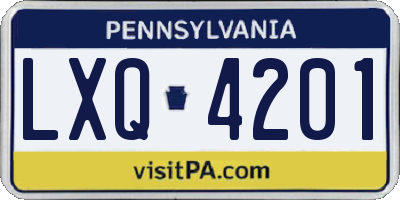 PA license plate LXQ4201